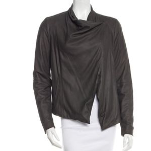 Vince Draped Leather Jacket Charcoal Grey